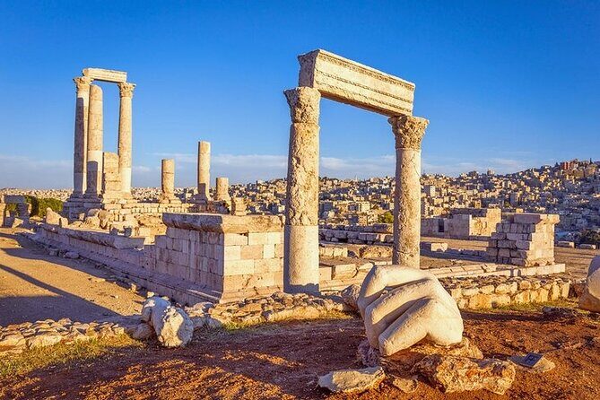 From Amman: Full-Day tour Amman city tour and desert castles - The Citadel of Amman: where ruins stack like time periods