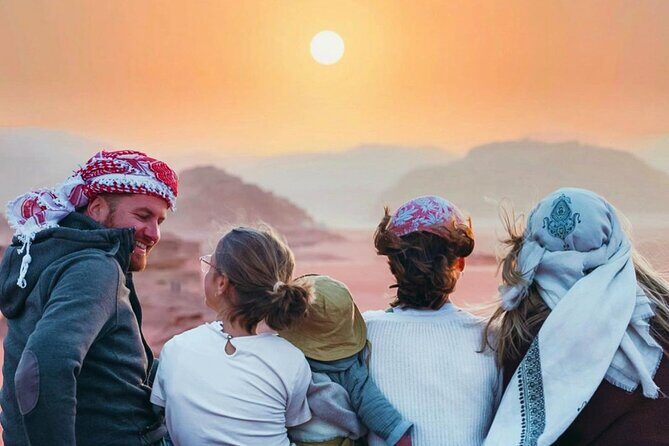 Wadi Rum Full Day Jeep Tour + Overnight & Dinner in Bedouin Camp - Burdah Rock Bridge from a distance and the “don’t miss” sunset tea