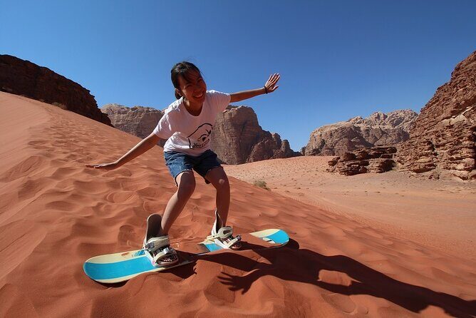 Wadi Rum Jeep Tour & Camp; Overnight - Sandboarding, Camel Rides, and Optional Add-Ons